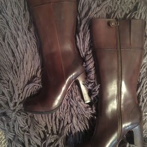 Never Worn ..Brown Leather Upper Calf Length Boot